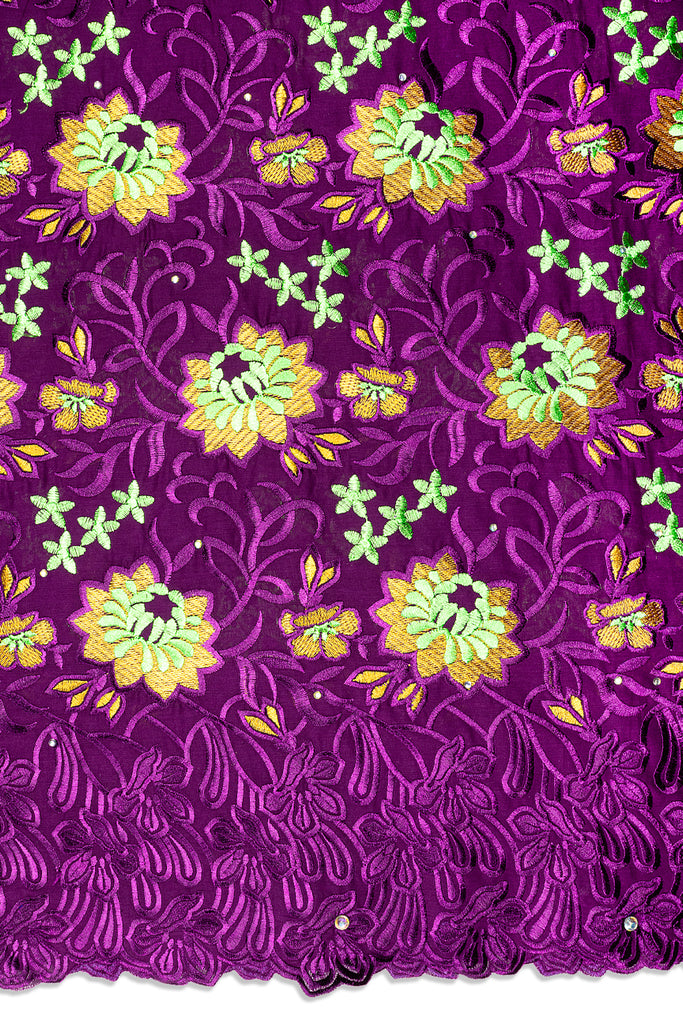 IRE668-PLM - Voile Lace - Plum Purple & Light Green