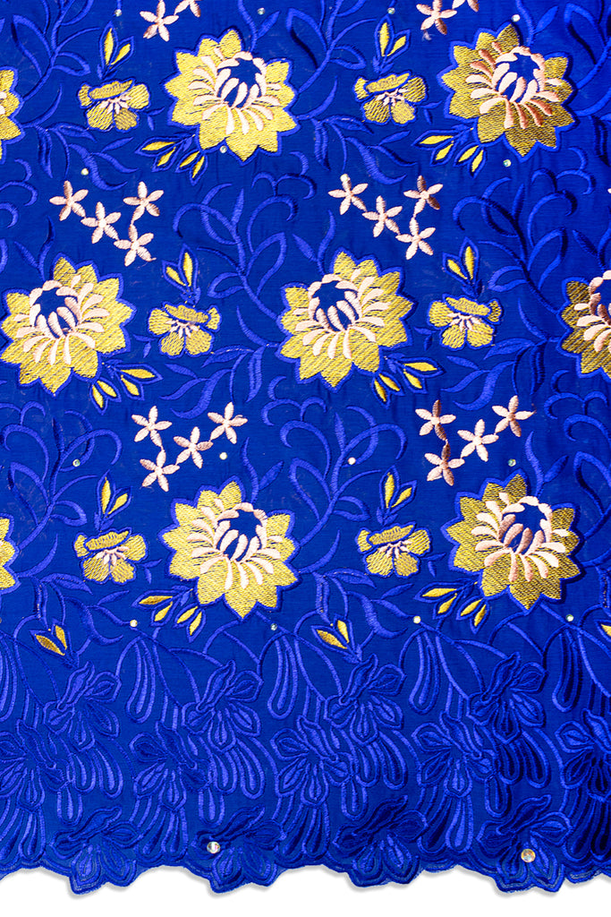IRE668-RBL - Voile Lace - Royal Blue, Copper & Peach