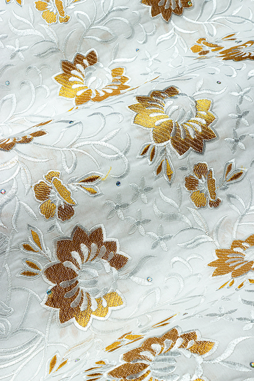 IRE668-WCO - Voile Lace - White & Copper