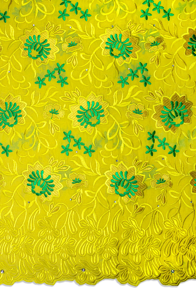 IRE668-YEL - Voile Lace - Yellow & Emerald Green