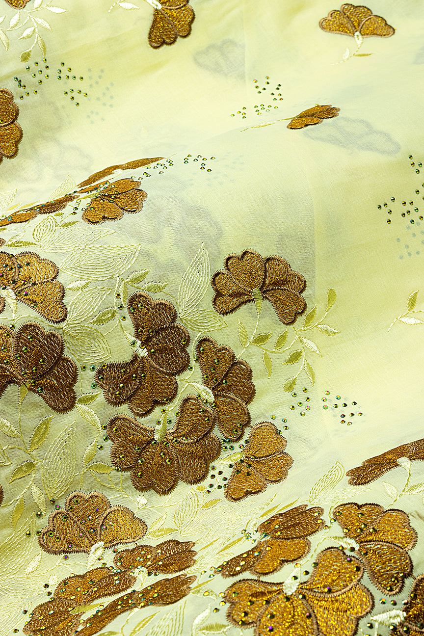 IRE669-CRM - Voile Lace - Cream & Bronze