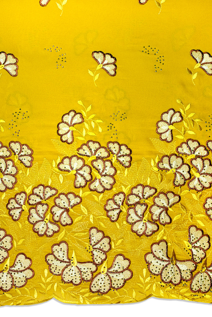 IRE669-MUS - Voile Lace - Mustard, Brown & Light Gold