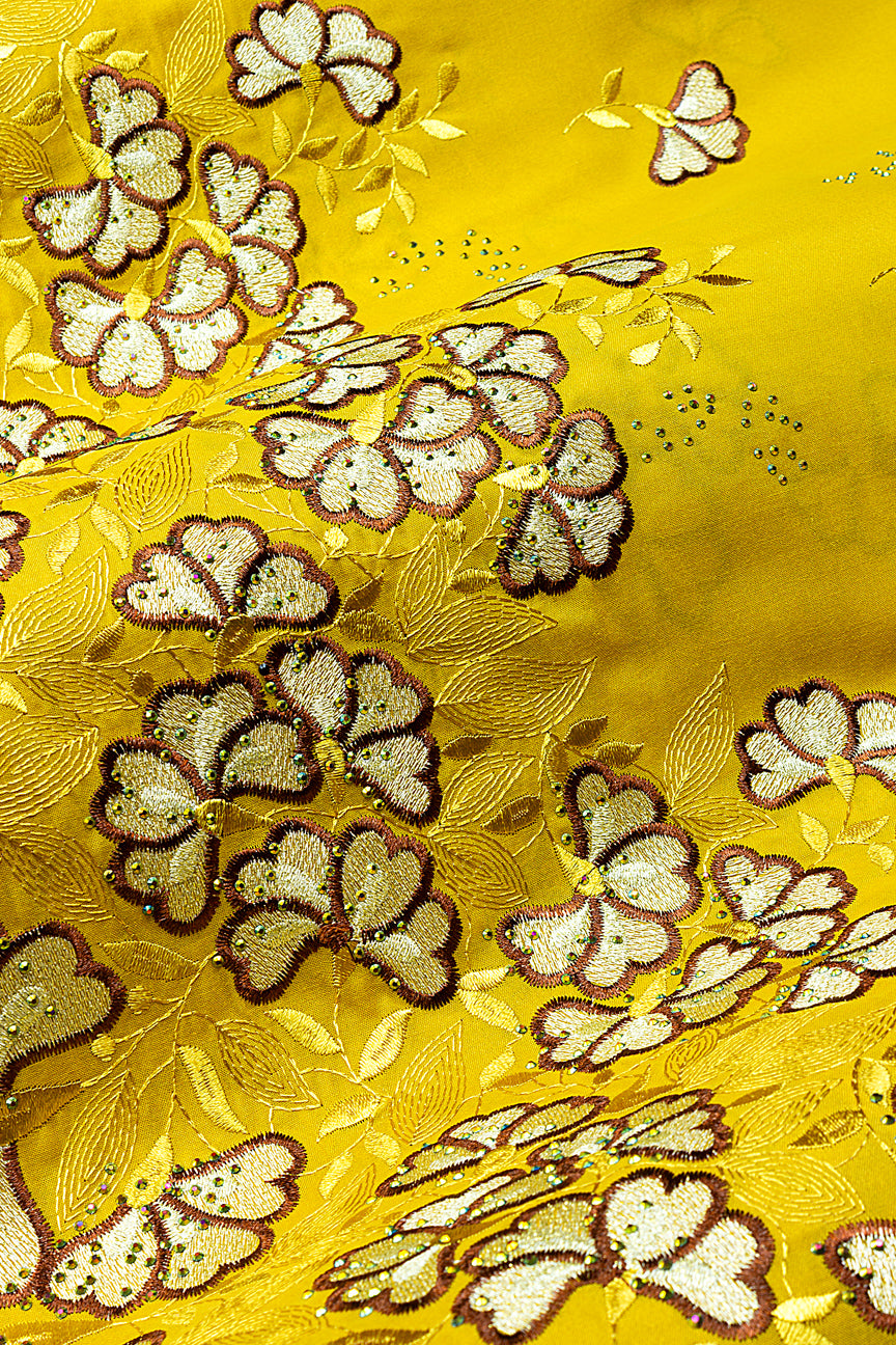 IRE669-MUS - Voile Lace - Mustard, Brown & Light Gold