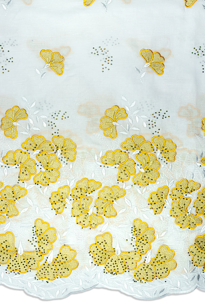 IRE669-WGD - Voile Lace - White & Gold