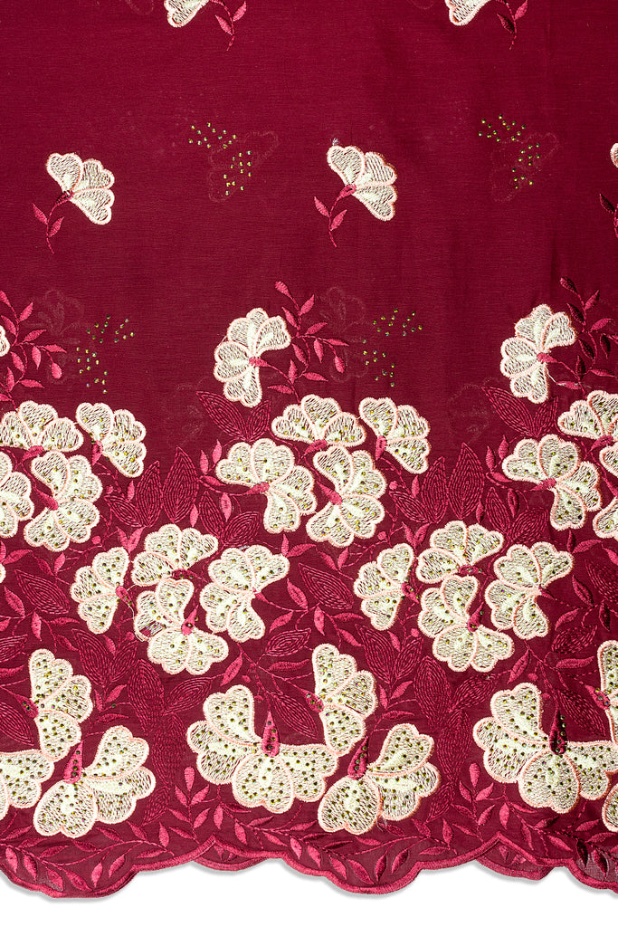 IRE669-WIN - Voile Lace - Wine, Peach & Light Gold