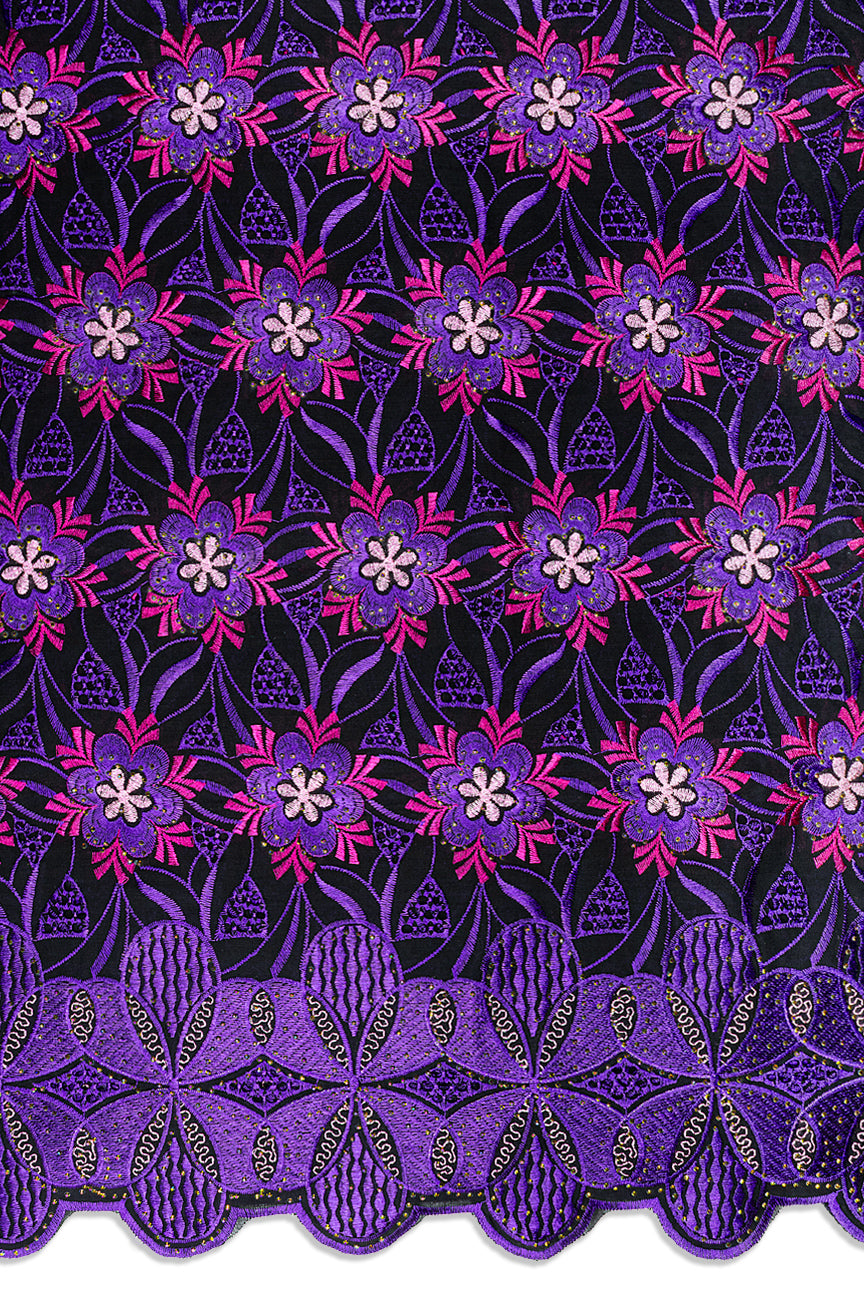 IRE670-BKP - Voile Lace - Black, Purple & Fuchsia