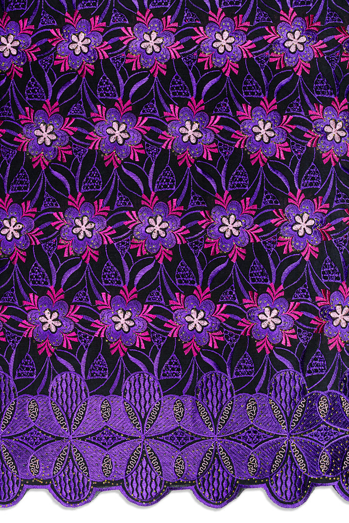 IRE670-BKP - Voile Lace - Black, Purple & Fuchsia