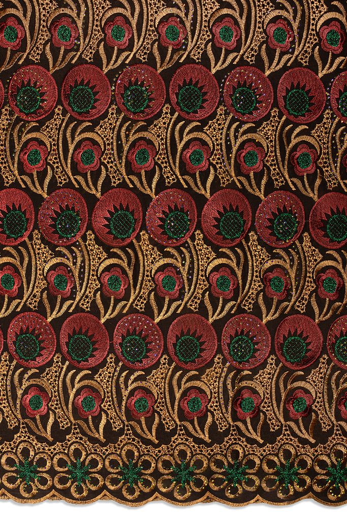IRE671-CHB - Voile Lace - Chocolate Brown, Wine, Bronze & Bottle Green