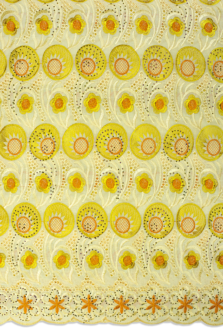 IRE671-CRM - Voile Lace - Cream, Light Gold & Orange