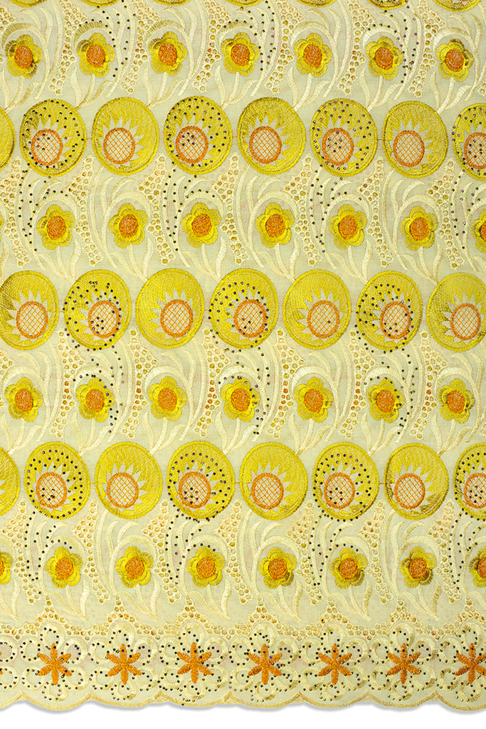 IRE671-CRM - Voile Lace - Cream, Light Gold & Orange
