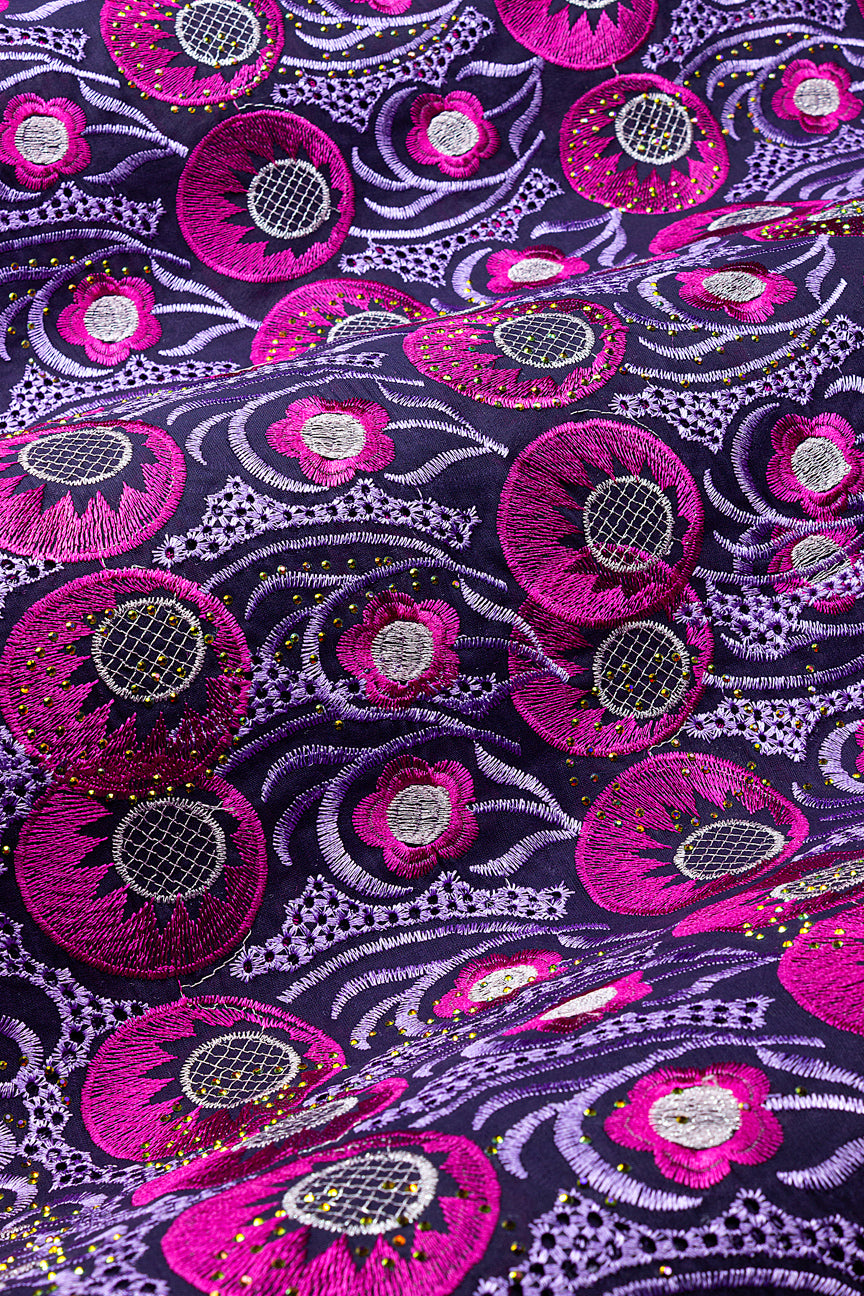 IRE671-MVP - Voile Lace - Purple Mauve, Fuchsia, Lilac & Pink