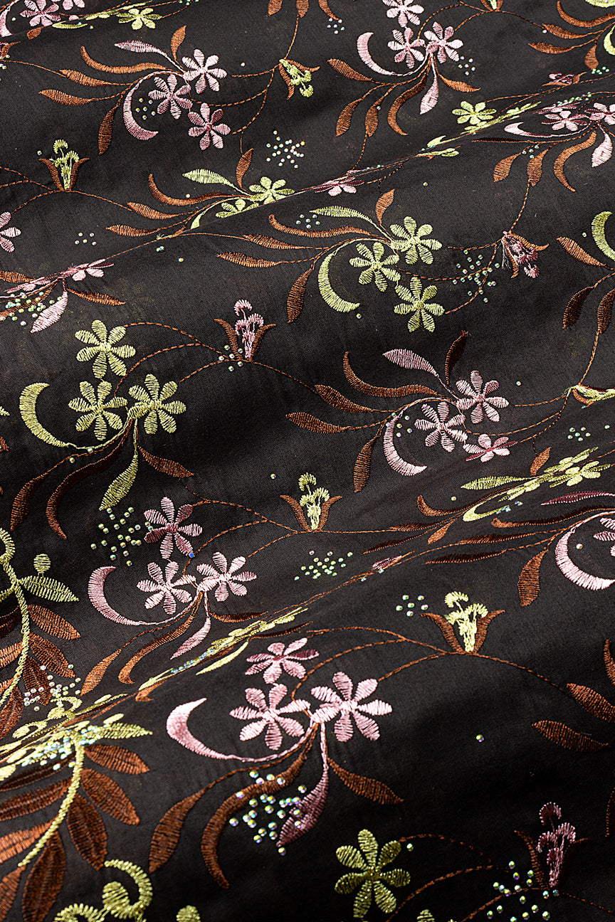 IRE672-CHO - Voile Lace - Chocolate Brown, Onion Pink & Gold
