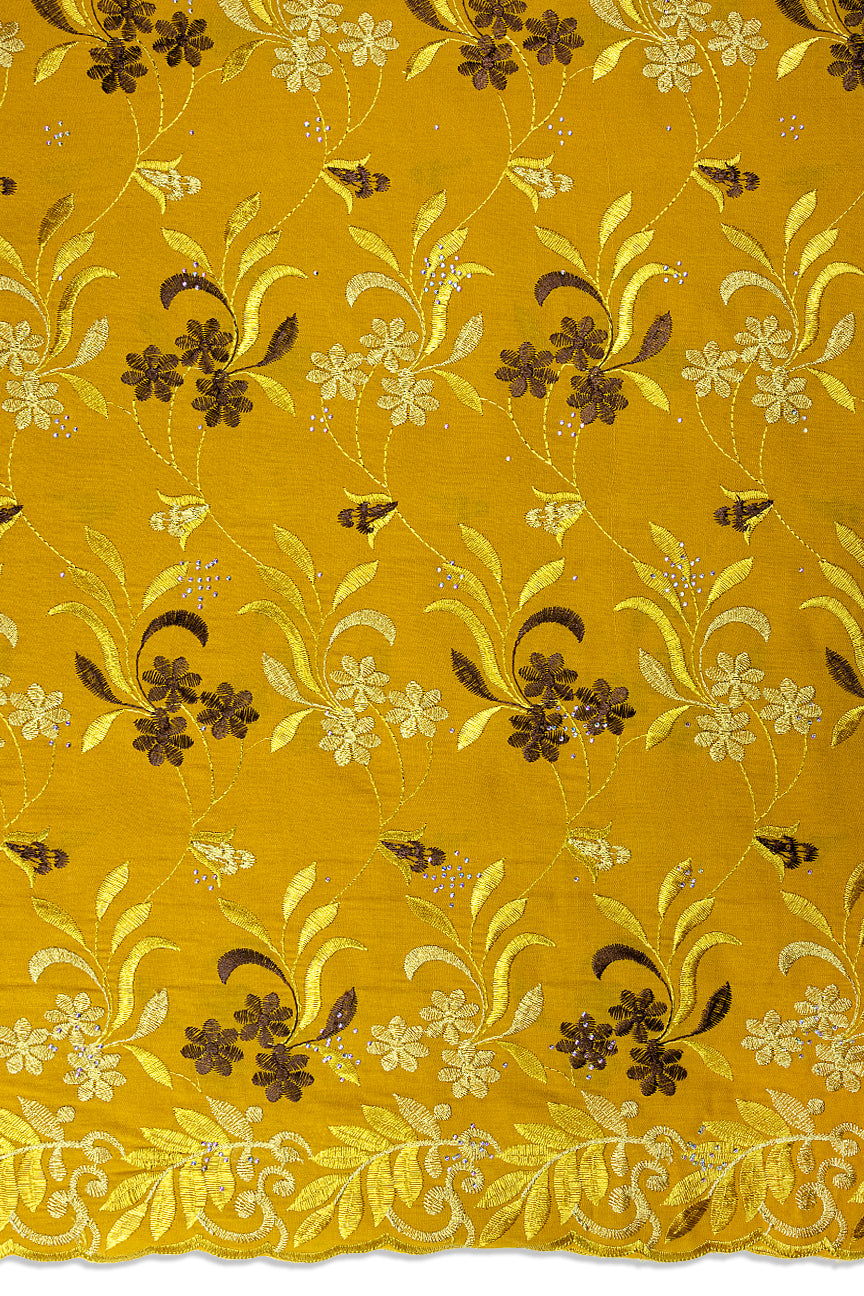 IRE672-MUS - Voile Lace - Mustard, Chocolate & Gold