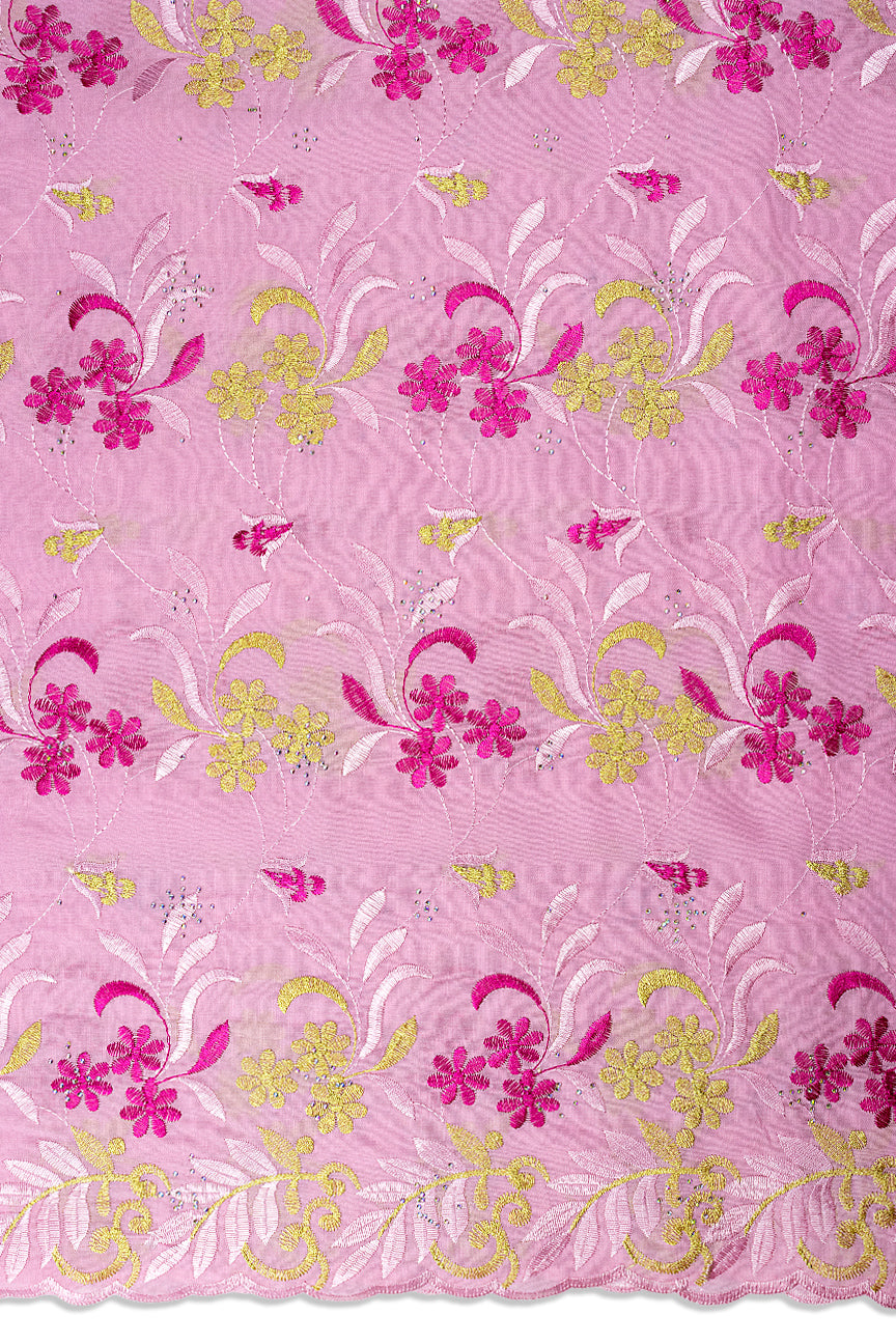 IRE672-PNK - Voile Lace - Pink & Gold