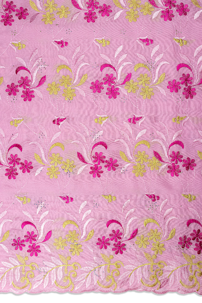 IRE672-PNK - Voile Lace - Pink & Gold