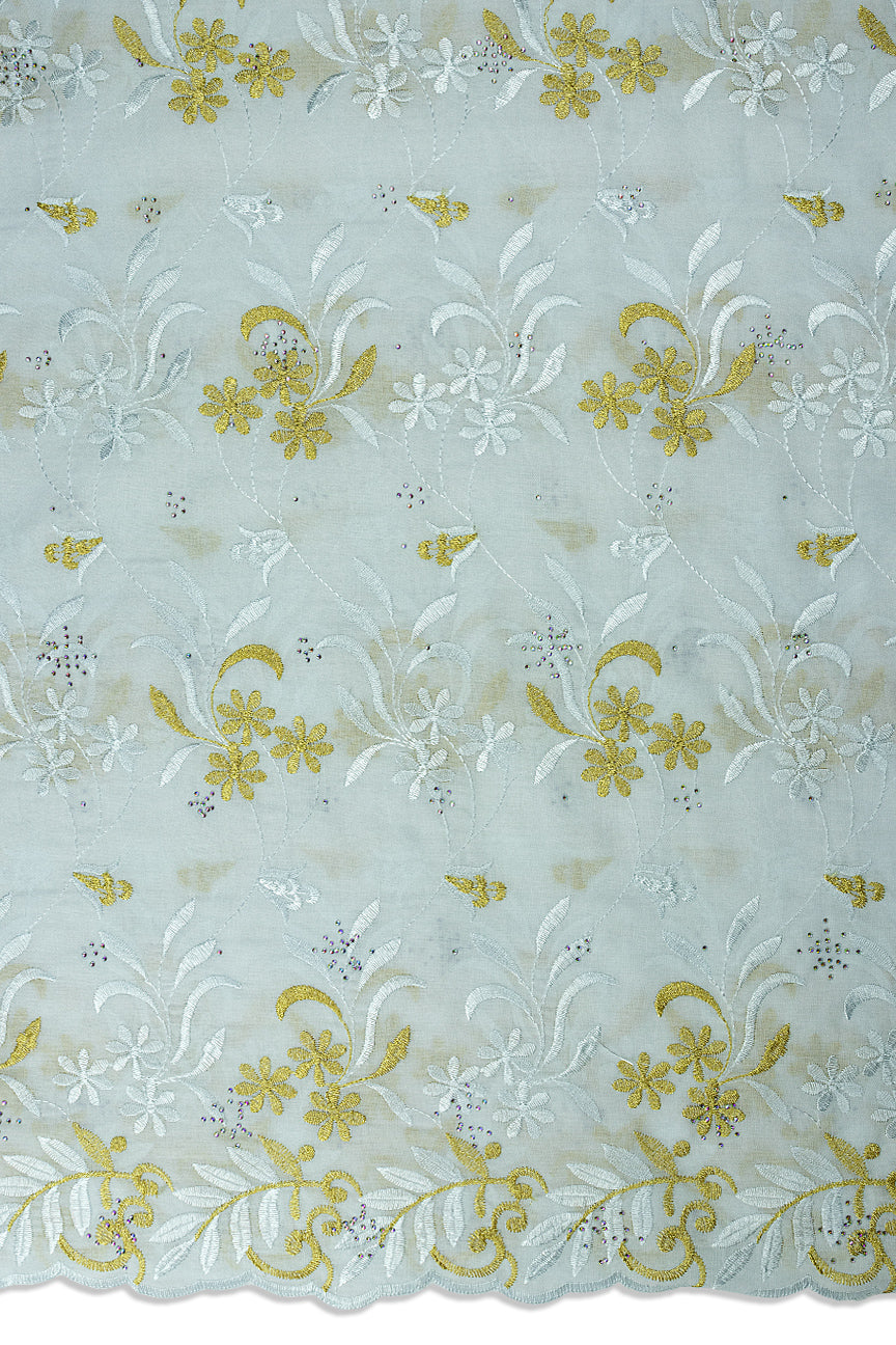 IRE672-WGD - Voile Lace - White & Gold