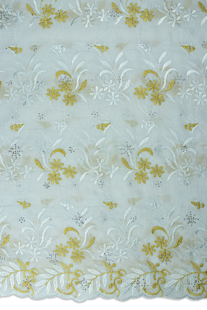IRE672-WGD - Voile Lace - White & Gold