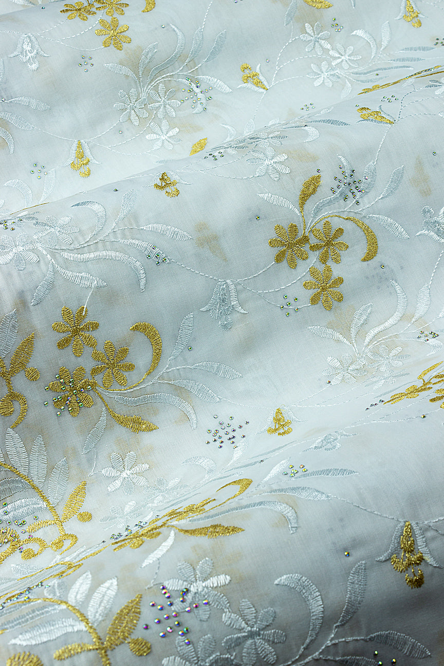 IRE672-WGD - Voile Lace - White & Gold