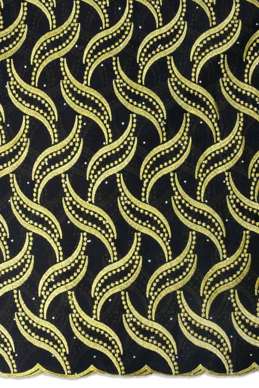 IRE674-BKG - Voile Lace - Black & Gold