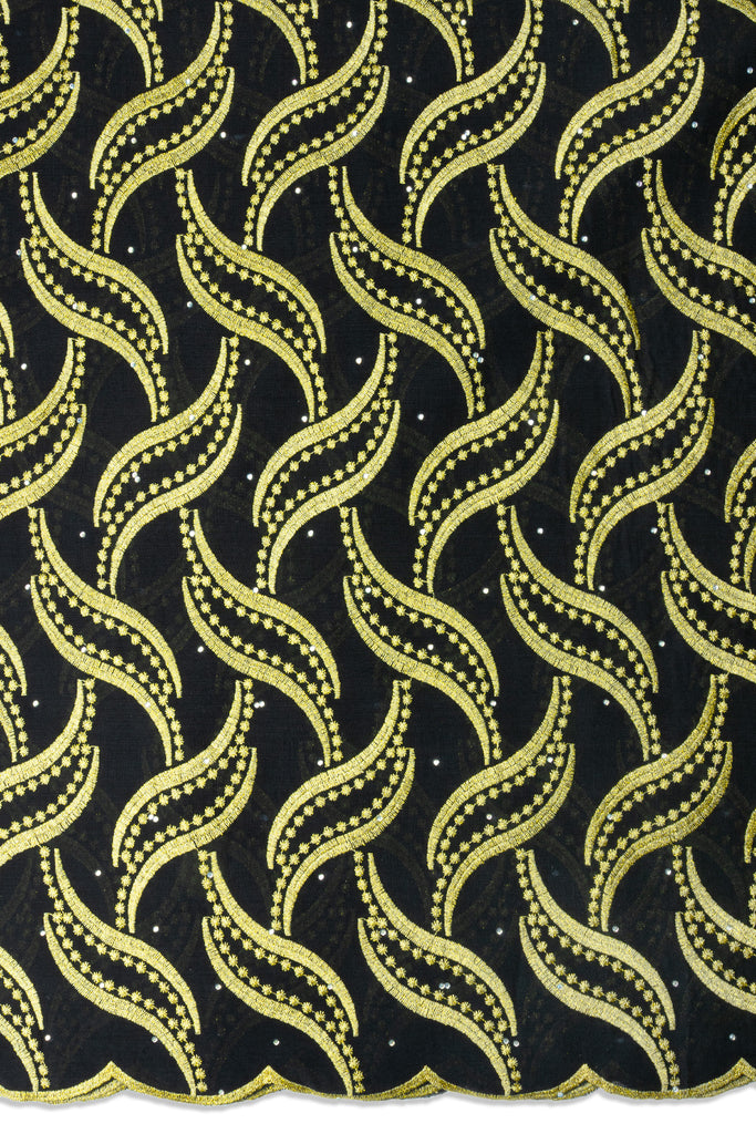 IRE674-BKG - Voile Lace - Black & Gold