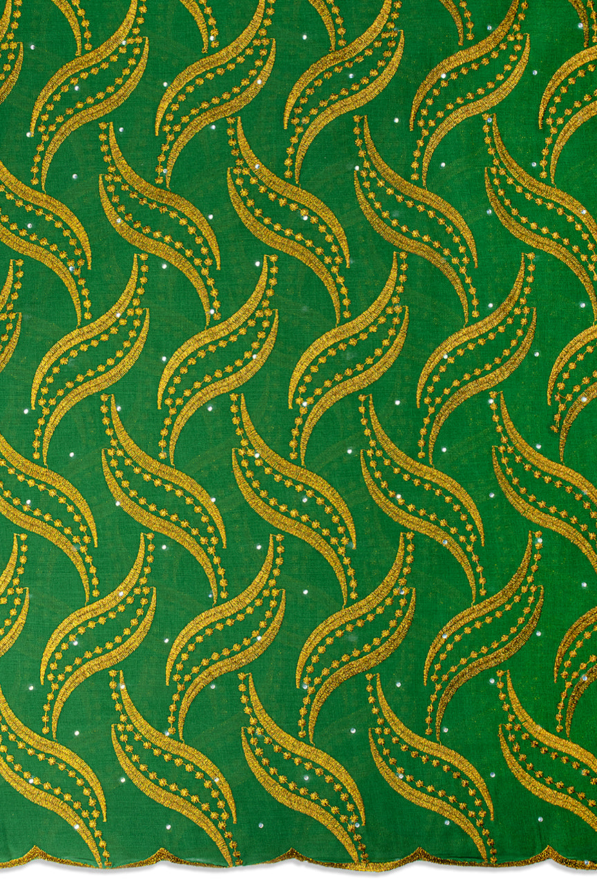 IRE674-FGN - Voile Lace - Forest Green & Copper