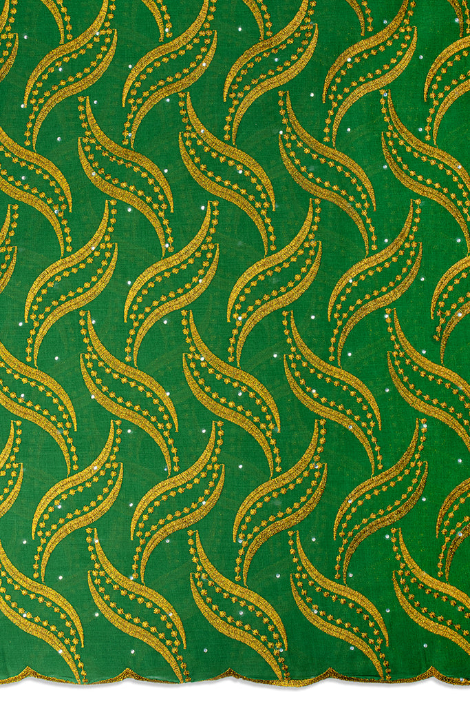 IRE674-FGN - Voile Lace - Forest Green & Copper