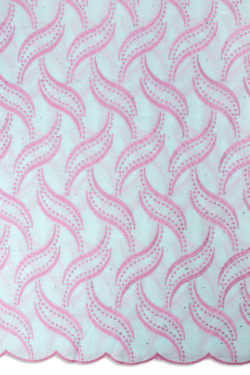 IRE674-ICE - Voile Lace - Ice Blue & Pink