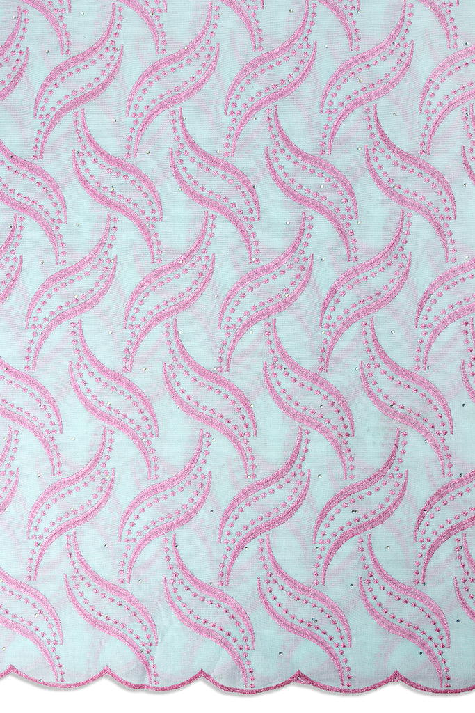 IRE674-ICE - Voile Lace - Ice Blue & Pink