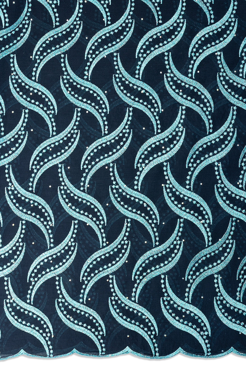 IRE674-MDB - Voile Lace - Midnight Blue & Aqua Blue