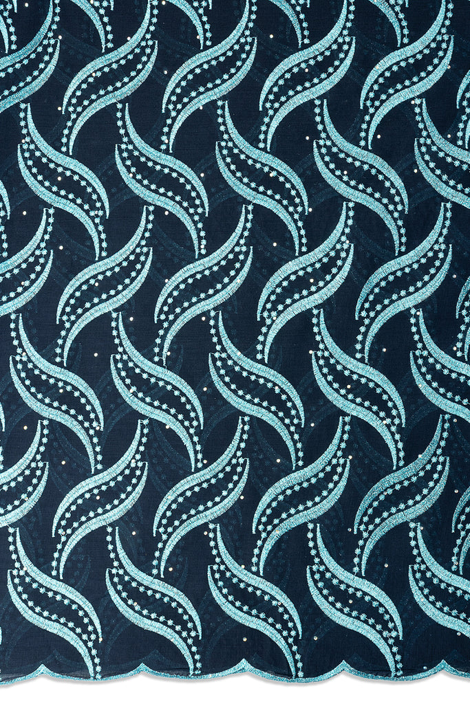 IRE674-MDB - Voile Lace - Midnight Blue & Aqua Blue