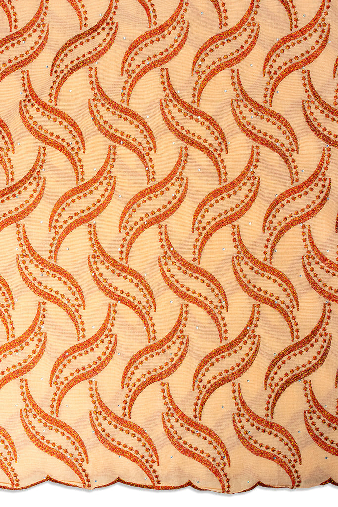 IRE674-PCH - Voile Lace - Coral Peach & Orange
