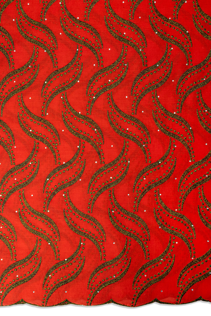 IRE674-RED - Voile Lace - Red & Black-Gold