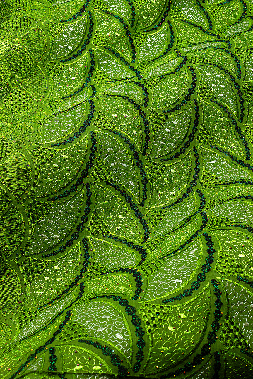 IRE675-AGN - Voile Lace - Army Green & Emerald Green