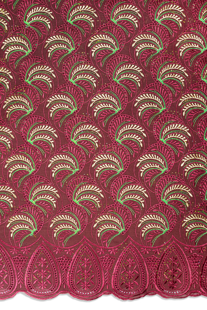 IRE677-WIN - Voile Lace - Wine & Golden Sand