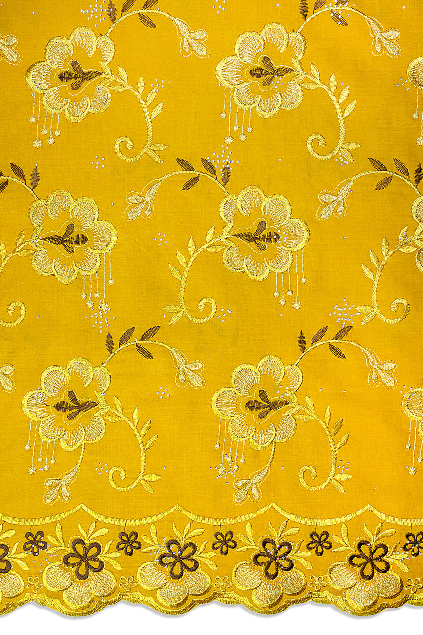 IRE678-MUS - Voile Lace - Mustard, Chocolate & Gold