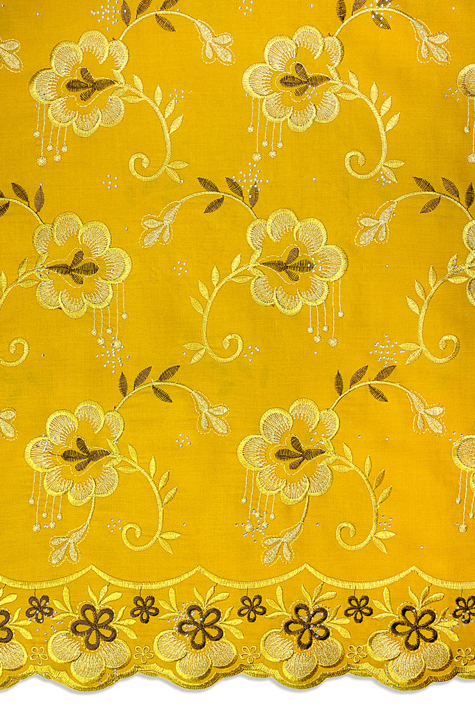 IRE678-MUS - Voile Lace - Mustard, Chocolate & Gold