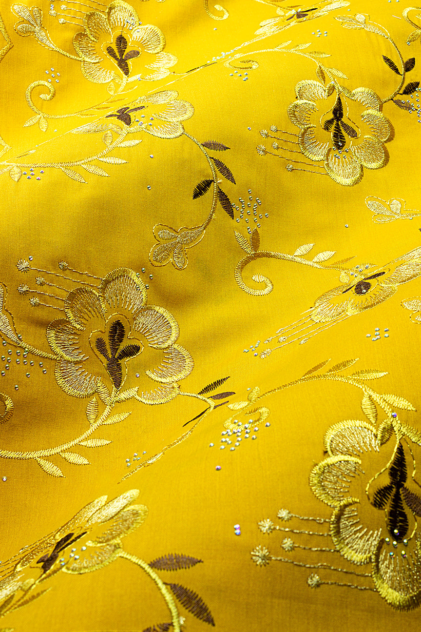 IRE678-MUS - Voile Lace - Mustard, Chocolate & Gold