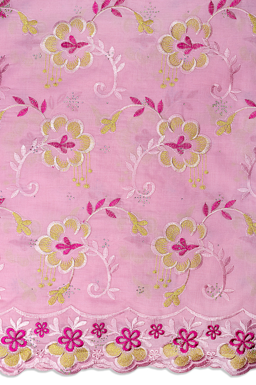IRE678-PNK - Voile Lace - Pink & Gold