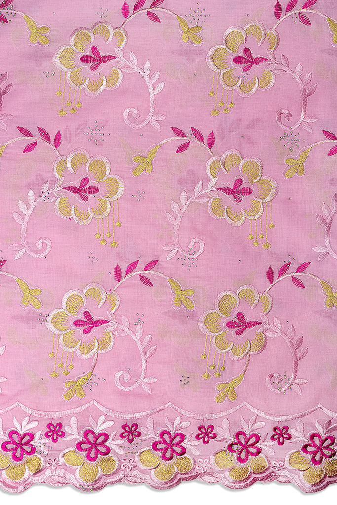 IRE678-PNK - Voile Lace - Pink & Gold