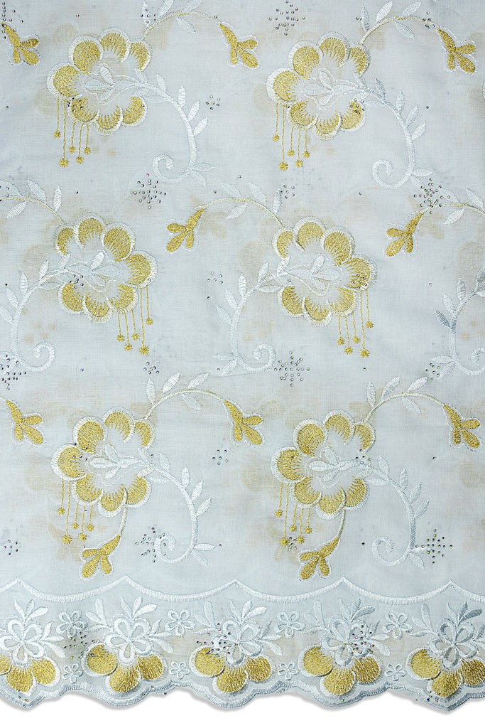 IRE678-WGD - Voile Lace - White & Gold