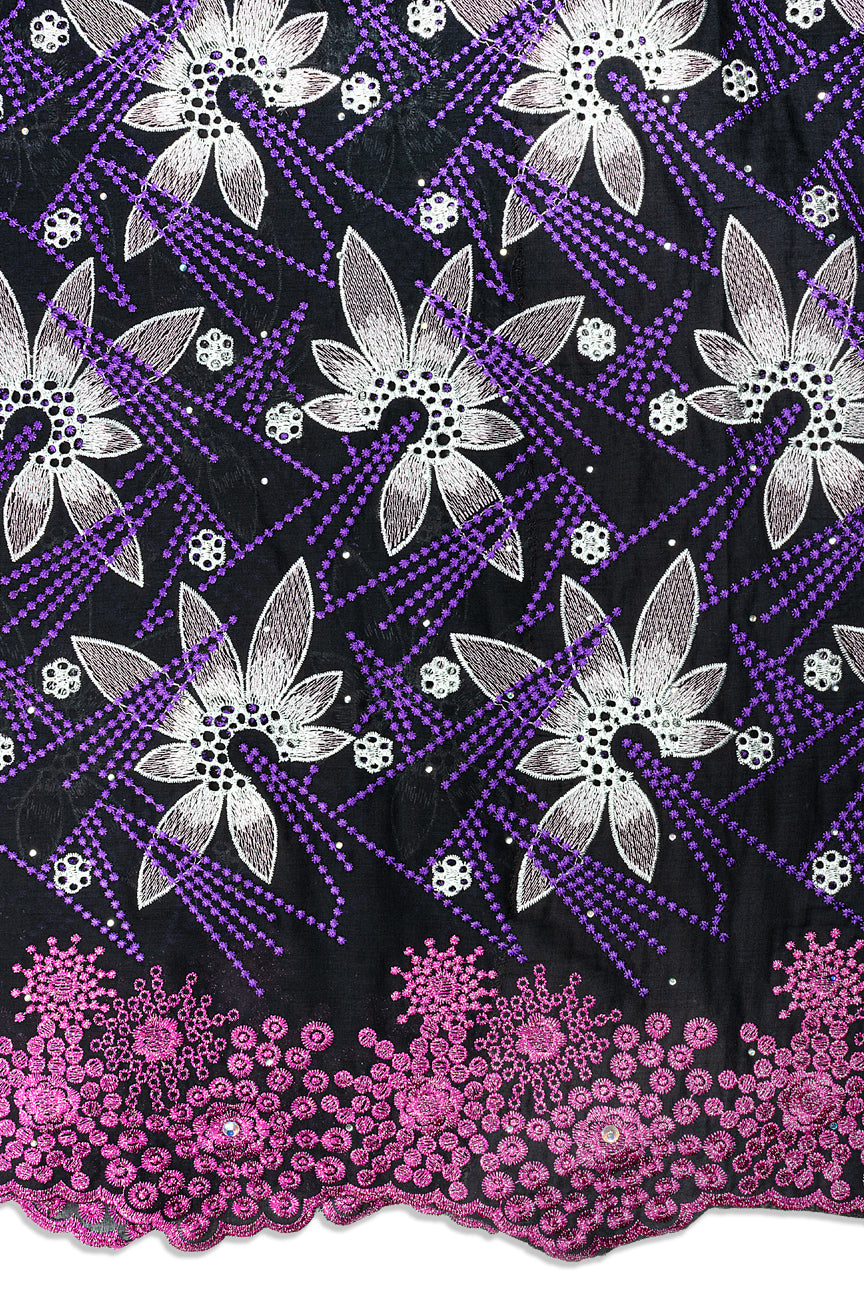 IRE679-BFP - Voile Lace - Black, Fuchsia, Grey & Purple
