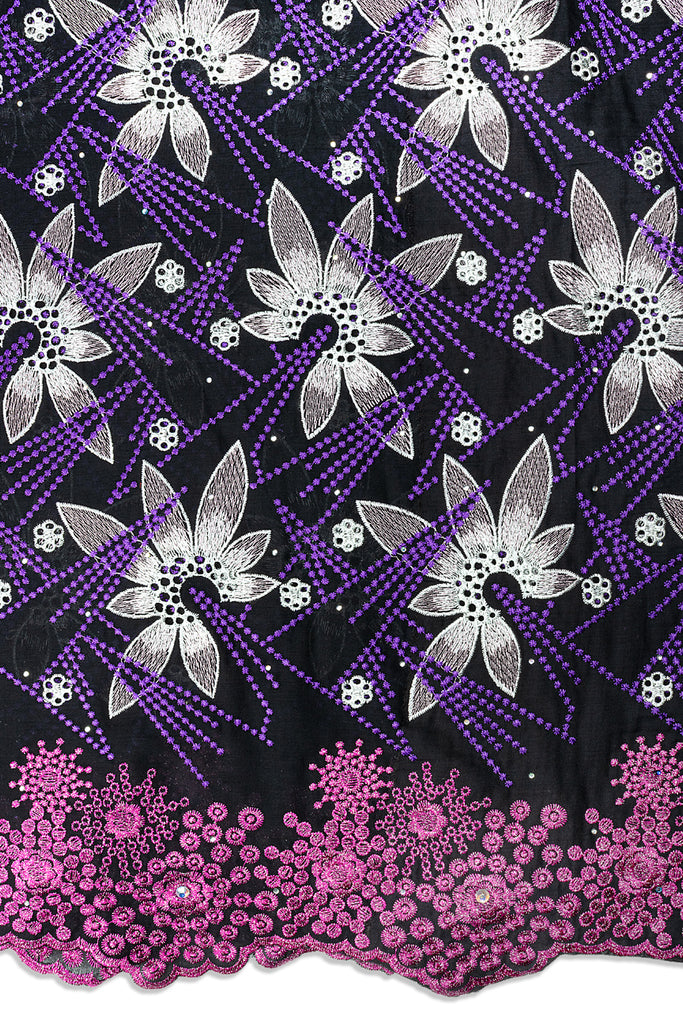 IRE679-BFP - Voile Lace - Black, Fuchsia, Grey & Purple