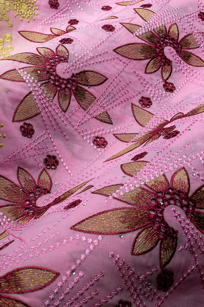 IRE679-PNK - Voile Lace - Pink, Gold & Wine