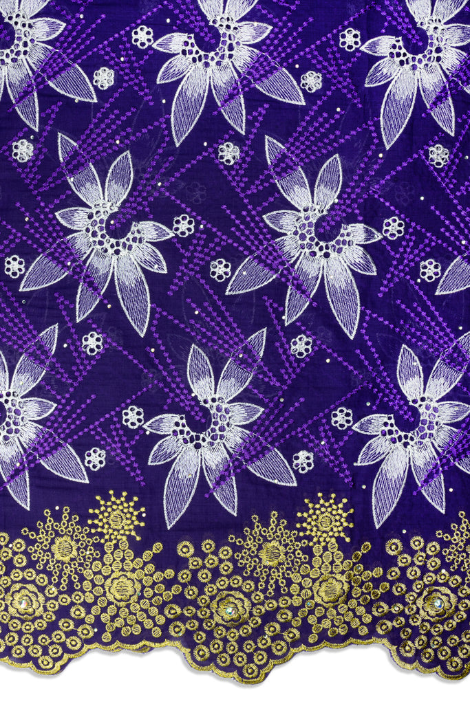 IRE679-PUR - Voile Lace - Deep Purple, Gold, White & Lilac