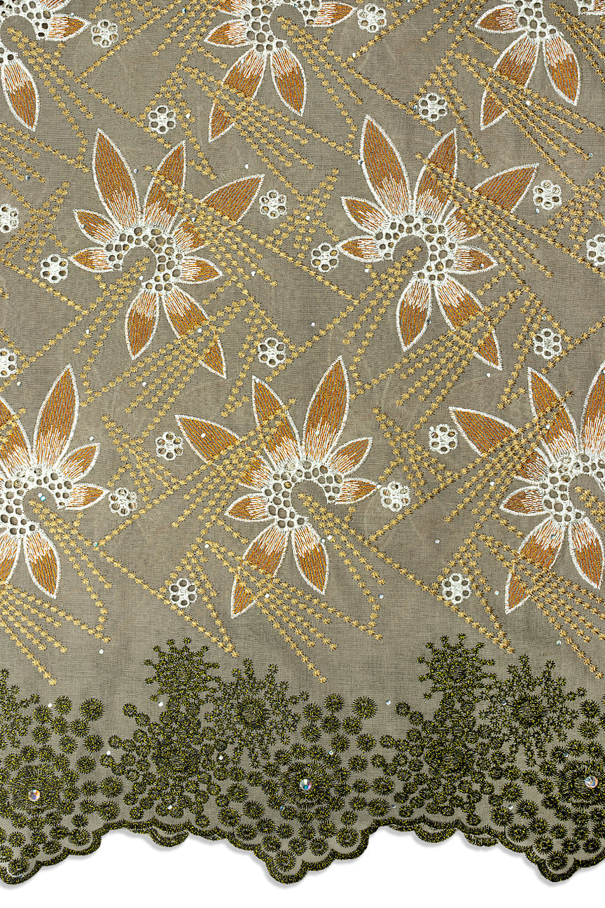 IRE679-STN - Voile Lace - Stone, Black-Gold, Ivory & Bronze