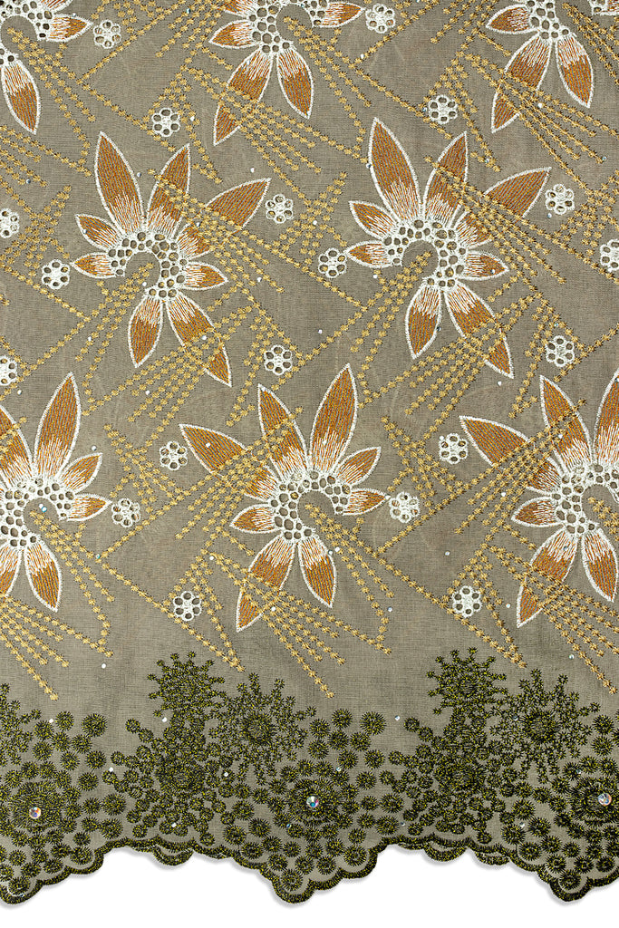 IRE679-STN - Voile Lace - Stone, Black-Gold, Ivory & Bronze