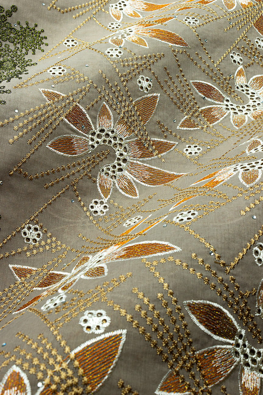 IRE679-STN - Voile Lace - Stone, Black-Gold, Ivory & Bronze