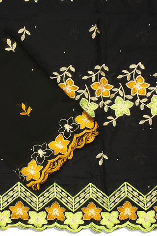 LBL002-BLK - [2pc Set] 5 Yards Voile Lace + 2 Yards Net Fabric - Black