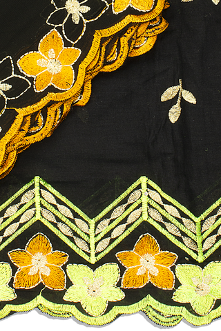 LBL002-BLK - [2pc Set] 5 Yards Voile Lace + 2 Yards Net Fabric - Black