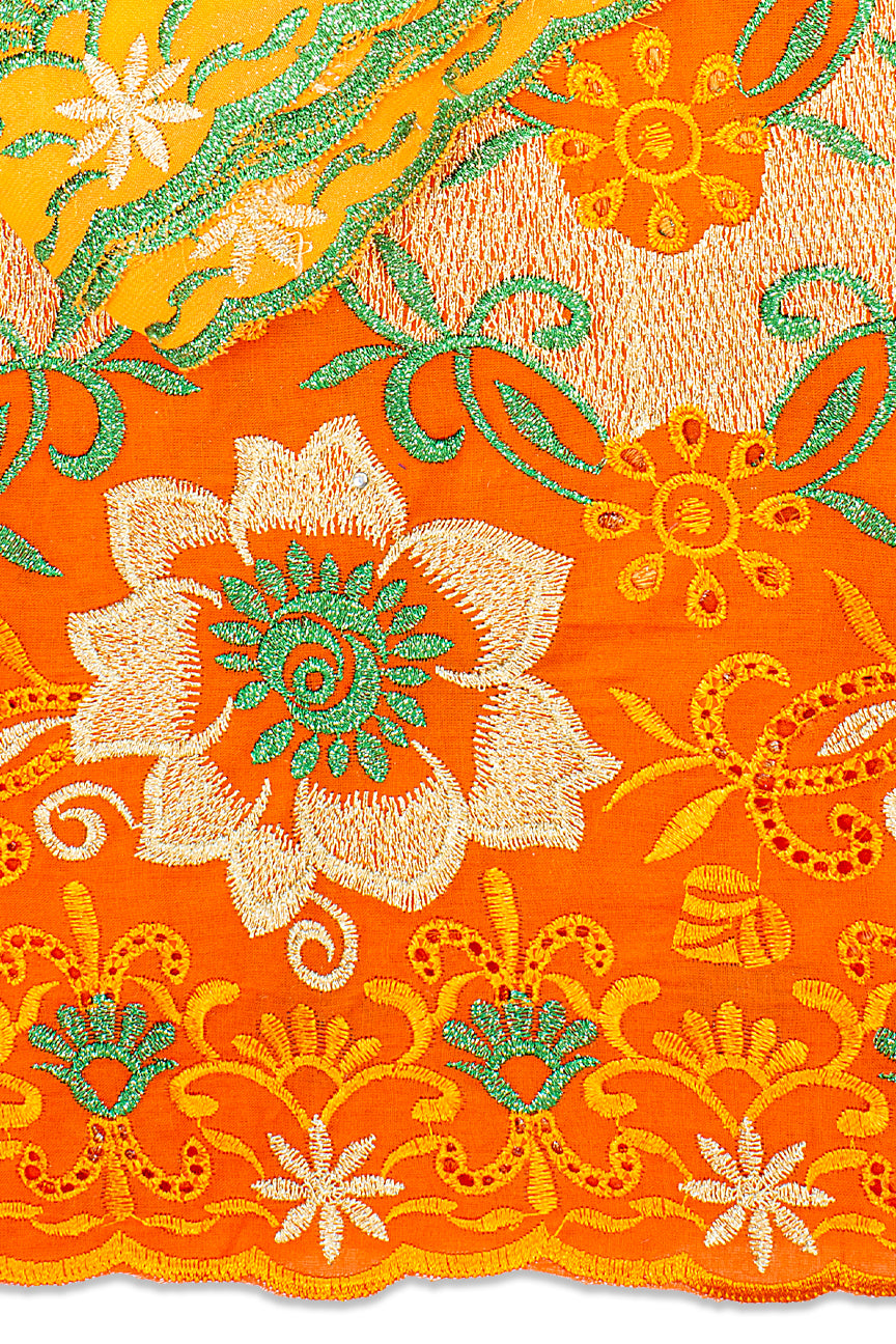 LBL003-ORA - [2pc Set] 5 Yards Voile Lace + 2 Yards Net Fabric - Orange